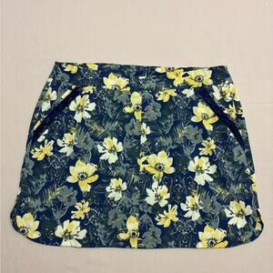 Sunday Women's Tropical Blue and Yellow Floral Print Activewear Skort Size Large